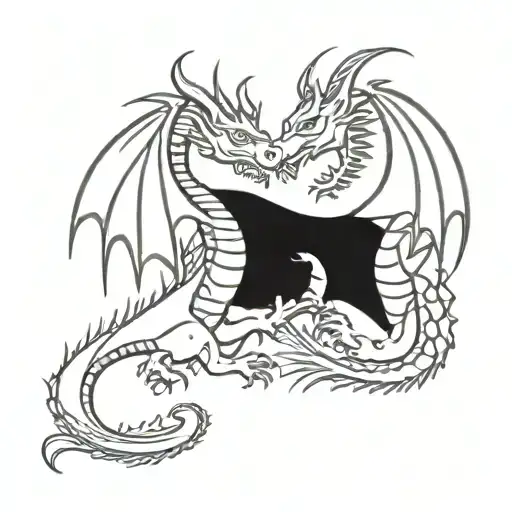 Twin gold and silver Dragons tattoo design idea