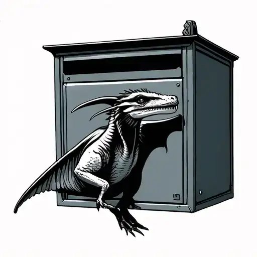 pterodactyl letterbox tattoo design idea