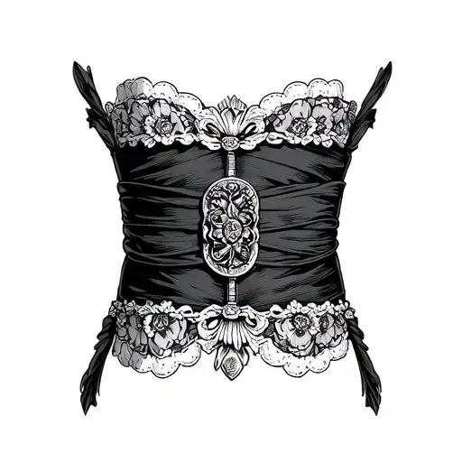 a garter belt but not the entire garter belt. just the front of the garter belt and a garter clip holding on to it tattoo design idea