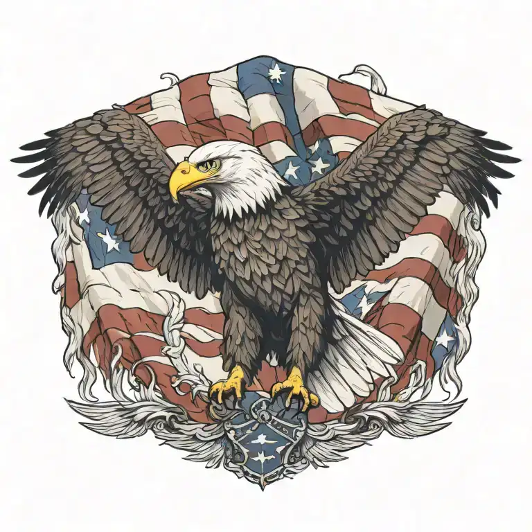 eagle with the American flag as the feathers tattoo design idea