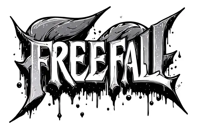 freefall in bubble letters like it's carved into skin tattoo design idea