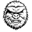 Sasquatch face looking angry tattoo design idea