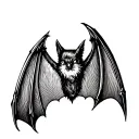hanging bat tattoo design idea
