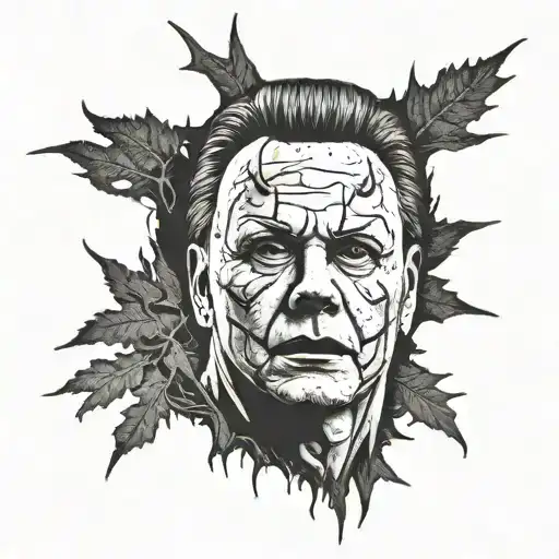 micheal myers in dark forest tattoo design idea