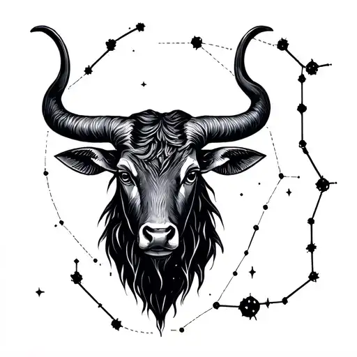 taurus zodiac sign with constellations next to it tattoo design idea