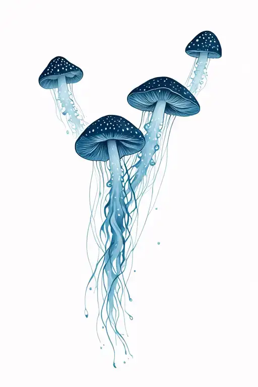 mushrooms that turn into jellyfish floating garde l'autre moitié tattoo design idea