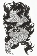 Phoenix rising from flames left arm sleeve tattoo design idea
