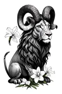 lion, crab, ram, Larkspur, daffodil, tattoo design idea