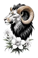 lion, crab, ram, Larkspur, daffodil, tattoo design idea