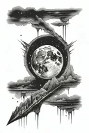 moon and meteor shower tattoo design idea
