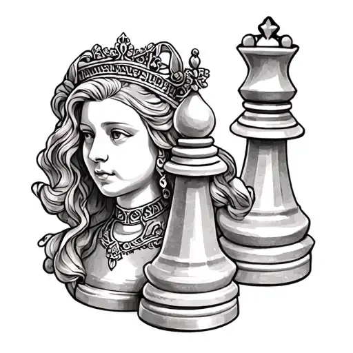 queen chess piece with a little more detail tattoo design idea