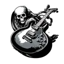 skeleton guitar motorcycle tattoo design idea