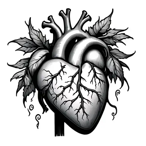 anatomical heart and empath lettering tattoo design idea