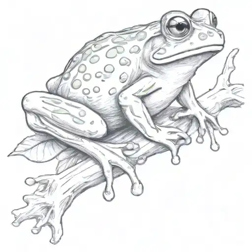 frog on a branch tattoo design idea