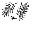 To say "Gleu" in the middle of two palm leaves tattoo design idea