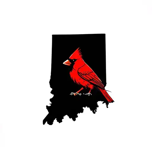 indiana state outline with red cardinal  tattoo design idea