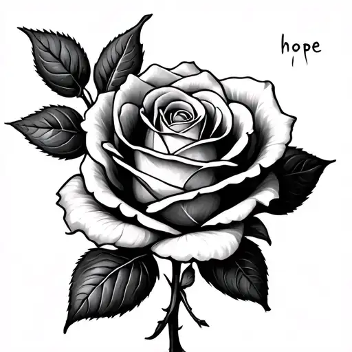I want to incursive to say hope and then under it hold on pain ends with  a rose woven in between it tattoo design idea