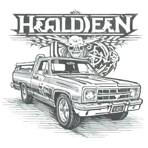 a Holden hz sandman Ute from a 270 degree angle tattoo design idea