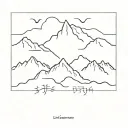 minimalistic mountain range outline with quote: Life goes on tattoo design idea