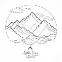 minimalistic mountain range outline with quote: Life goes on tattoo design idea