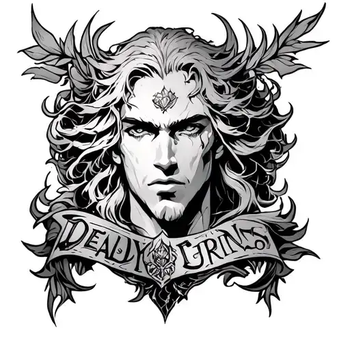 Meliodas seven  deadly sins shoulder tattoo in a straight line  tattoo design idea