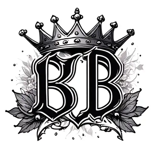 initials BB with king crown tattoo design idea