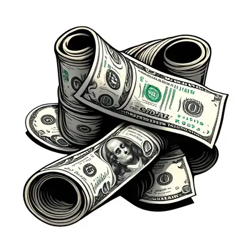 money rolls tattoo design idea