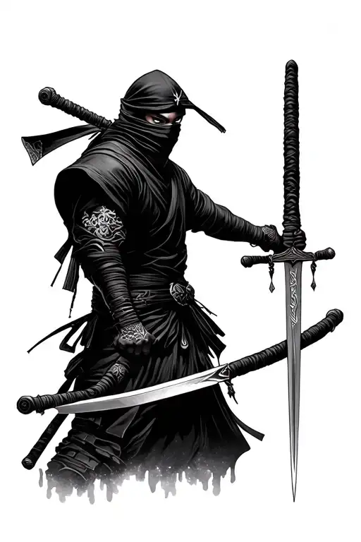 black ninja with sword tattoo tattoo design idea