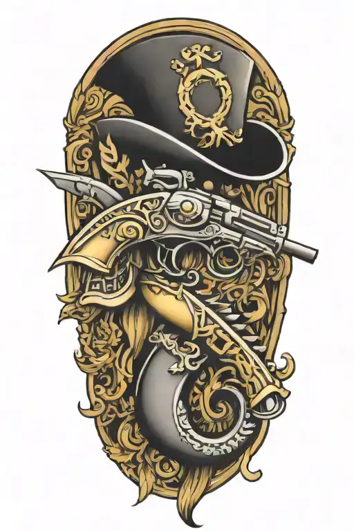 don't tread on me flintlock pistols tattoo design idea