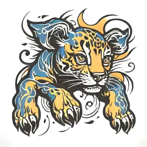 paw print with thunder storm tattoo design idea