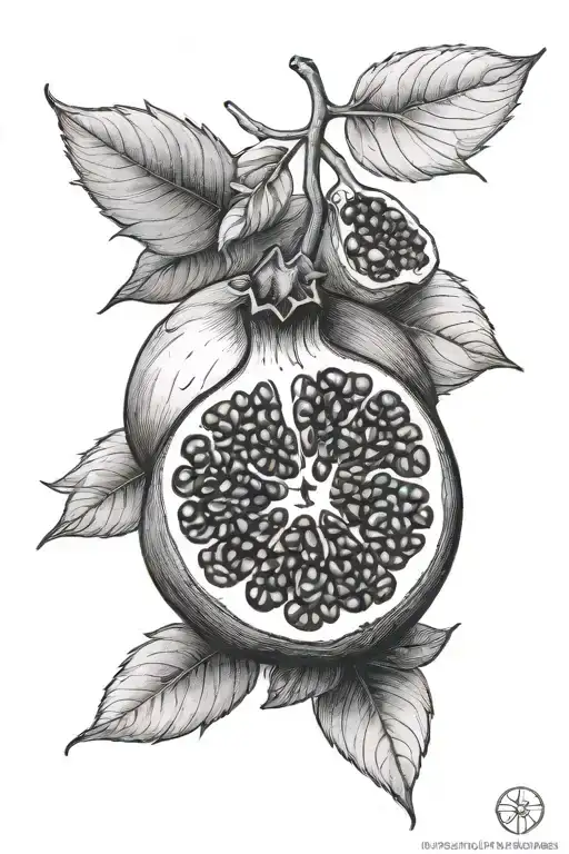 pomegranate, fig, and pistachio tattoo design idea