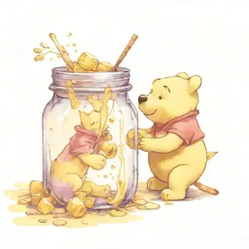 winnie the pooh eating honey jar tattoo design idea