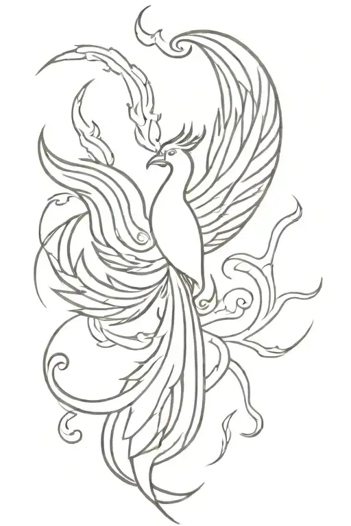 Phoenix rising from flames minimalist tattoo design tattoo design idea