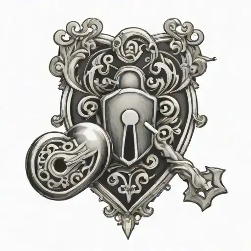 heart shape lock and heart shape key matching tattoo tattoo design idea