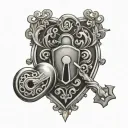 heart shape lock and heart shape key matching tattoo tattoo design idea