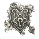 heart shape lock and heart shape key matching tattoo tattoo design idea