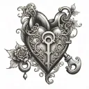 heart shape lock and heart shape key matching tattoo tattoo design idea
