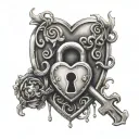 heart shape lock and heart shape key matching tattoo tattoo design idea