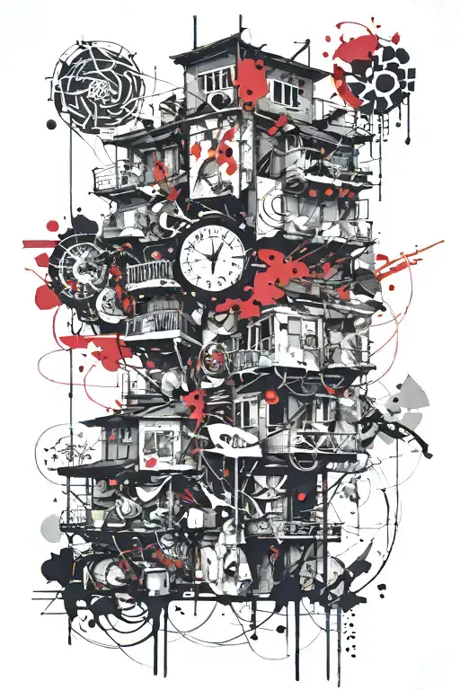 chine house tattoo design idea