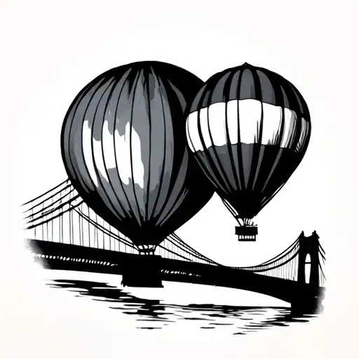 hot air balloon over clifton suspension bridge tattoo design idea