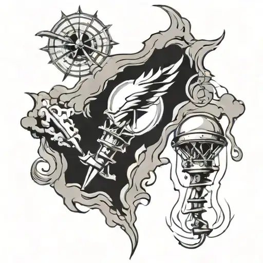 weather, tornado, radar, damage glass shatter tattoo design idea