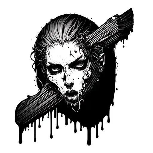 cyber sigilism band dripping tattoo design idea