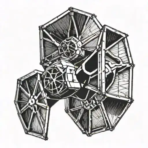 tie fighter jet flying tattoo design idea