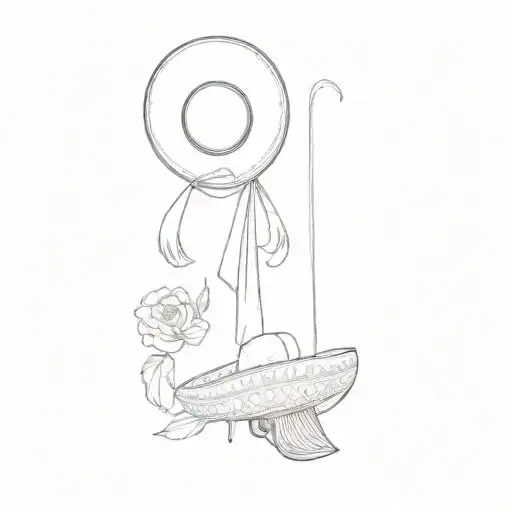 switch the head arc for the photo for a mexican sombrero hat tattoo design idea