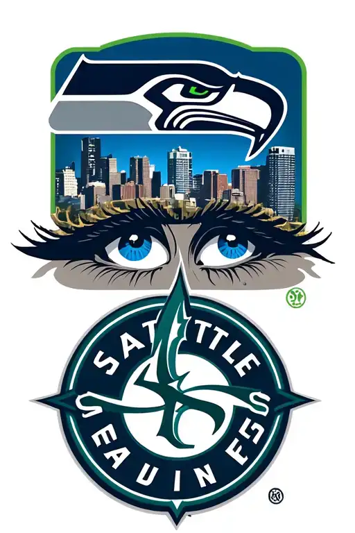 seattle seahawks logo seattle mariners logo as eyes seattle skyline tattoo design idea