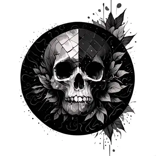 a circular shaped tattoo dark enough to cover an old tattoo, thats a patchwork design tattoo design idea
