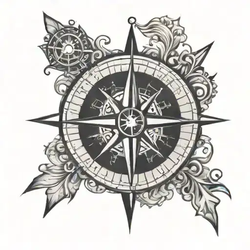 Nordic compass surrounded tattoo design idea
