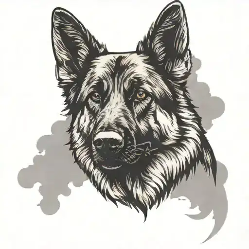 german shepherd silhouette formed tattoo design idea