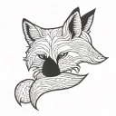 fox with two tails sitting tattoo design idea