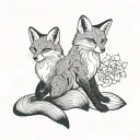 fox with two tails sitting tattoo design idea